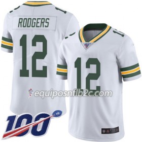 Camiseta Hombre NFL Green Bay Packers Aaron Rodgers 12 Nike Blanco 100th